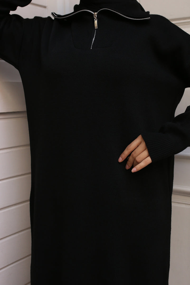 BNG Women Black Zippered Knit Dress - Girona