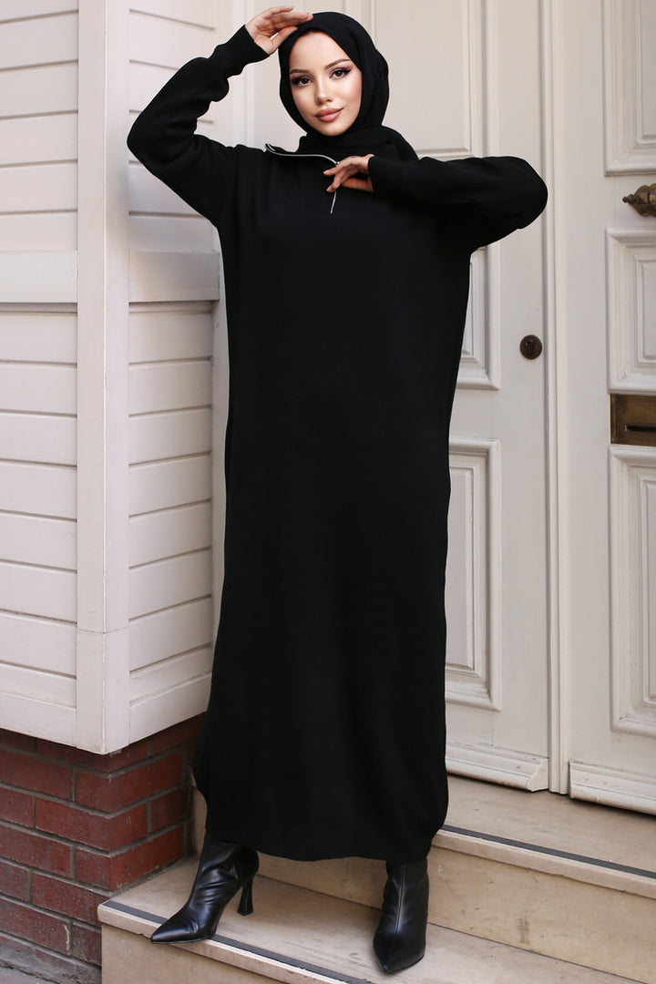 BNG Women Black Zippered Knit Dress - Girona