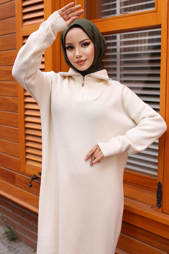BNG Women Stone Color Zippered Knit Dress - Loulé