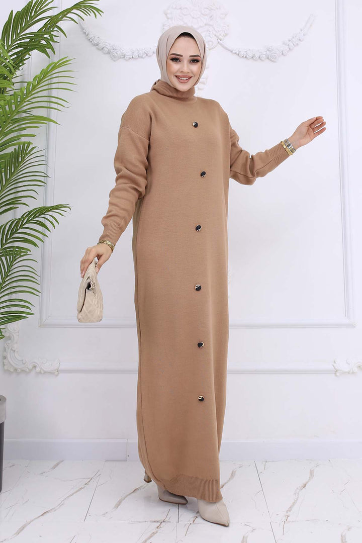 BNG Women Button Detailed Knit Dress Mink 7015 - Campobasso