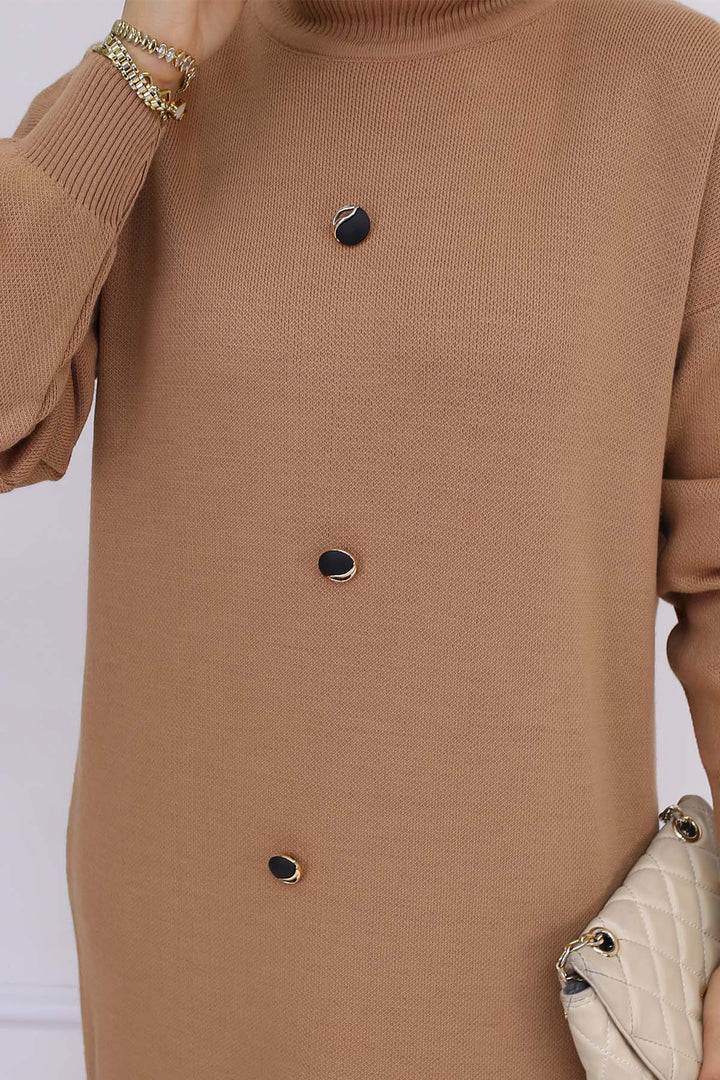 BNG Women Button Detailed Knit Dress Mink 7015 - Campobasso