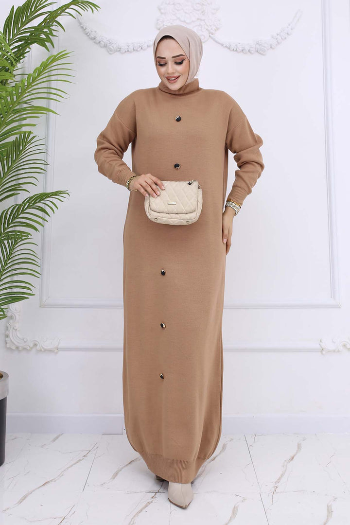 BNG Women Button Detailed Knit Dress Mink 7015 - Campobasso