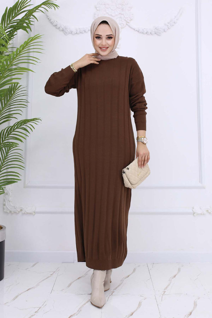 BNG Women Ribbed Knit Dress Brown 6081 - Soteapan