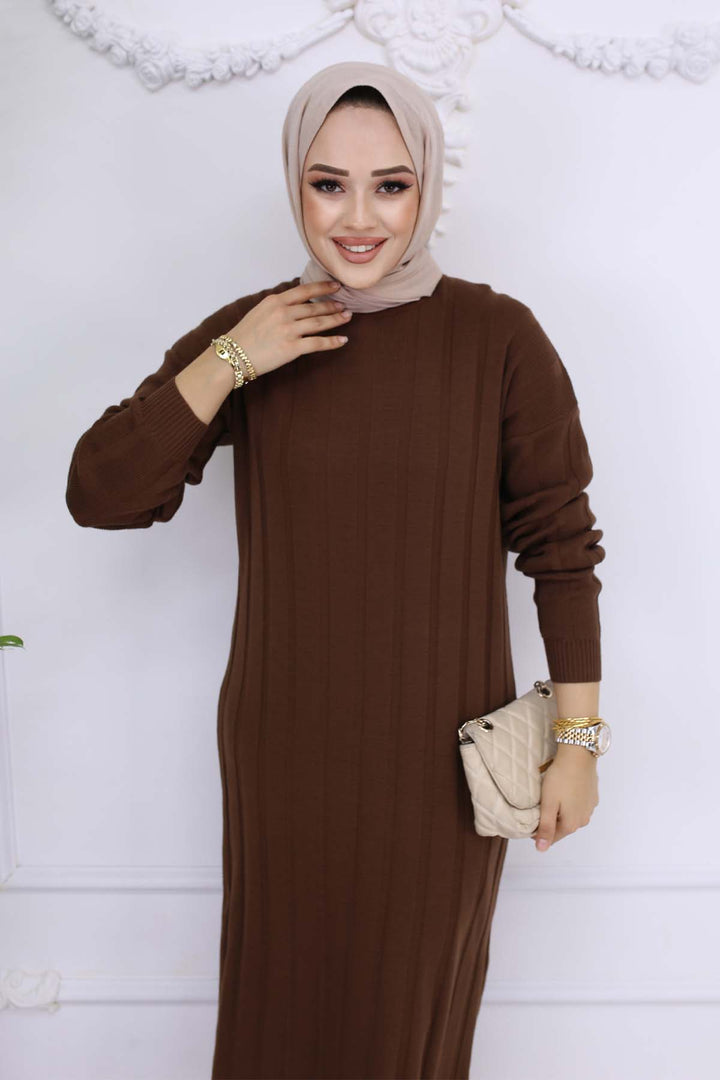 BNG Women Ribbed Knit Dress Brown 6081 - Soteapan
