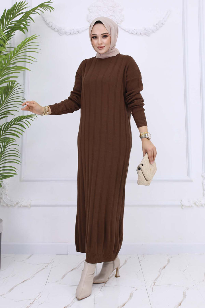 BNG Women Ribbed Knit Dress Brown 6081 - Soteapan