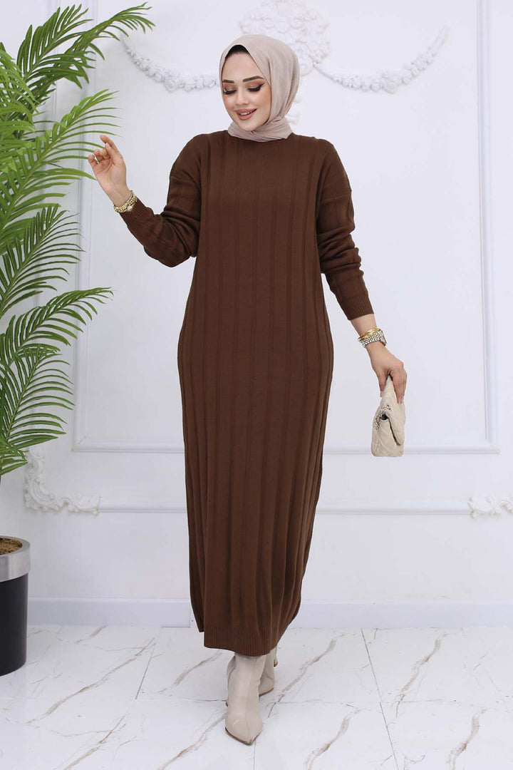 BNG Women Ribbed Knit Dress Brown 6081 - Soteapan