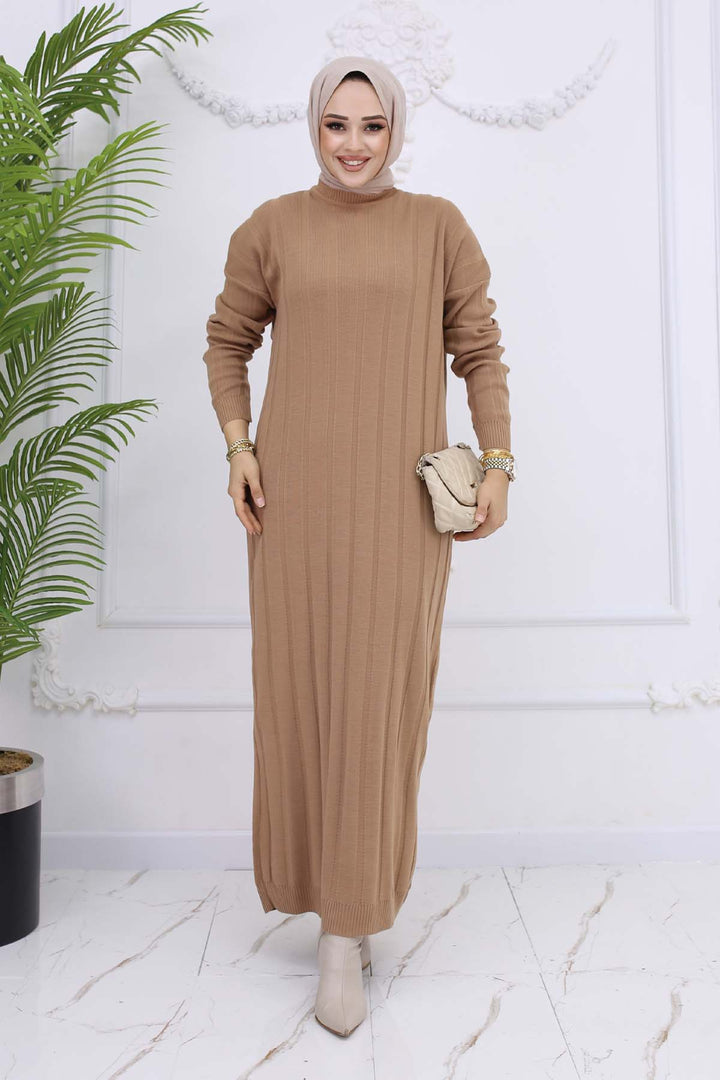 BNG Women Fitilli Triko Elbise Vizon 6081 - Zimapan