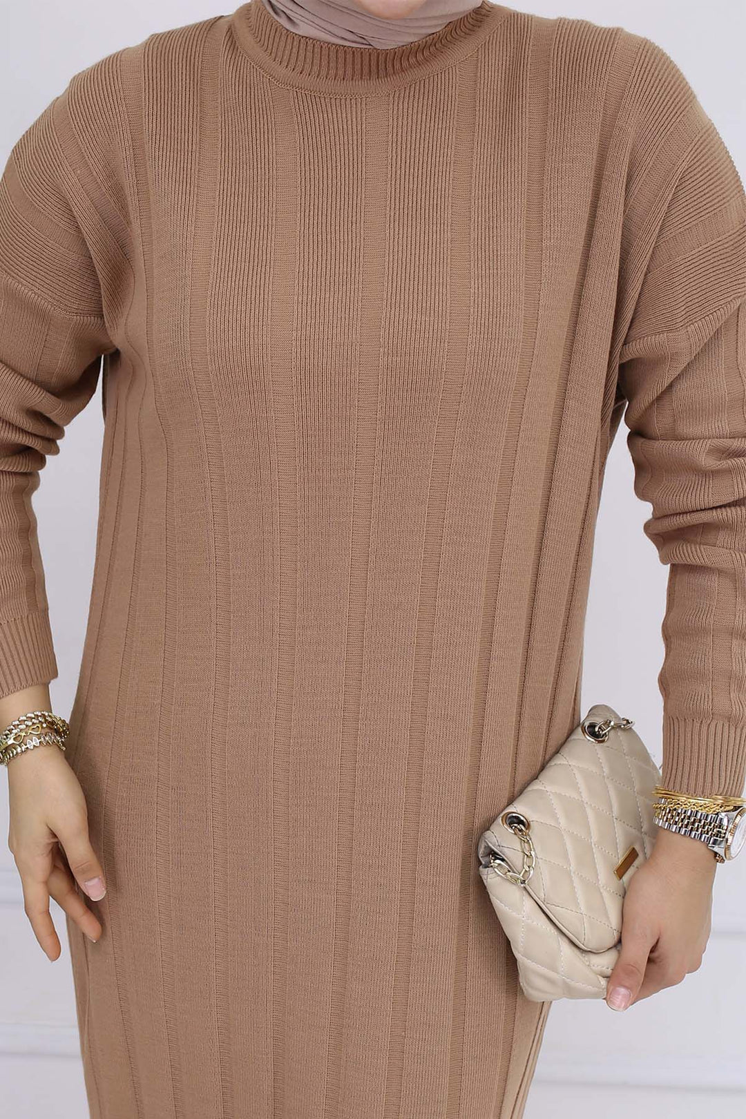 BNG Women Ribbed Knit Dress Mink 6081 - Ciudad de Allende