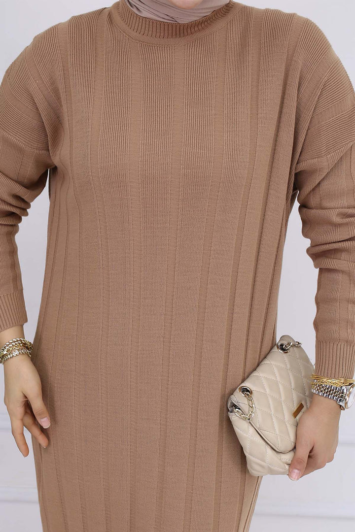 BNG Women Fitilli Triko Elbise Vizon 6081 - Zimapan