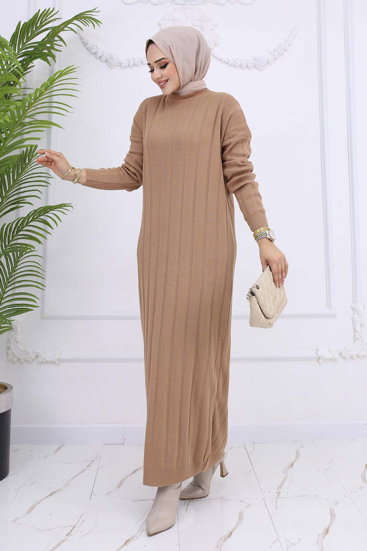 BNG Women Fitilli Triko Elbise Vizon 6081 - Zimapan