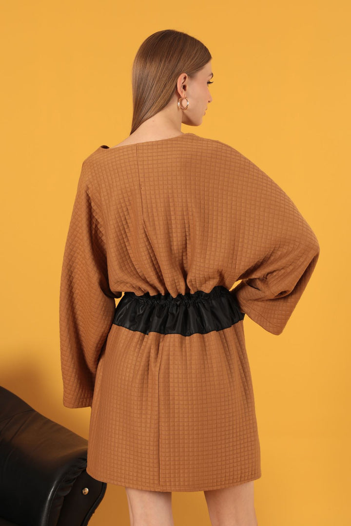 KKT Honeycomb Fabric Oversize Women's Sweat-Light Brown - Cabo San Lucas
