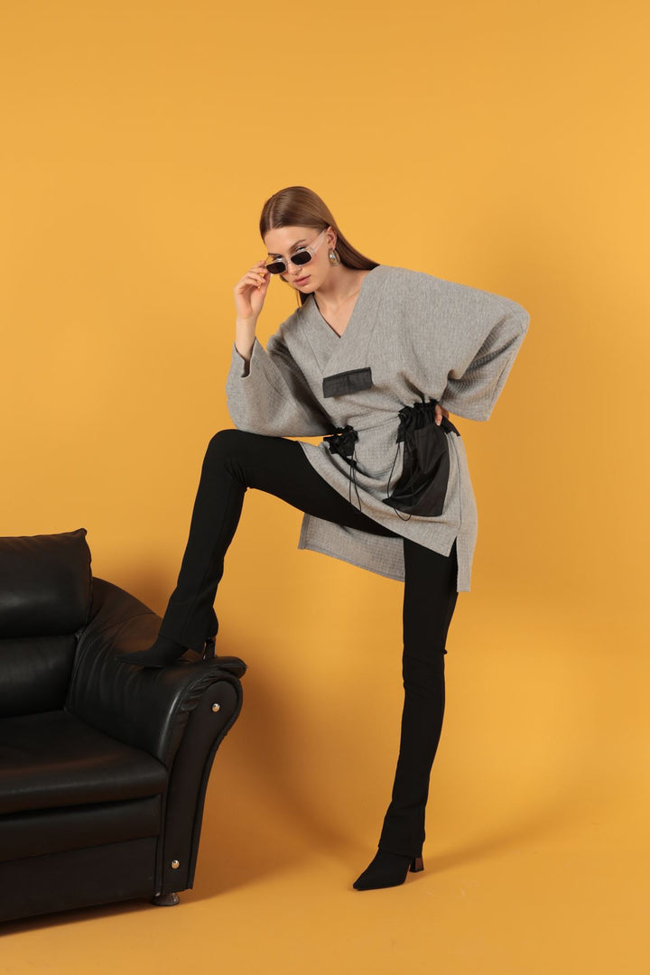 KKT Honeycomb Fabric Oversize Women's Sweat-Grey - Regensburg