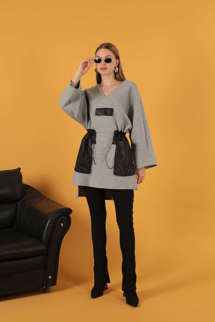 KKT Honeycomb Fabric Oversize Women's Sweat-Grey - Regensburg