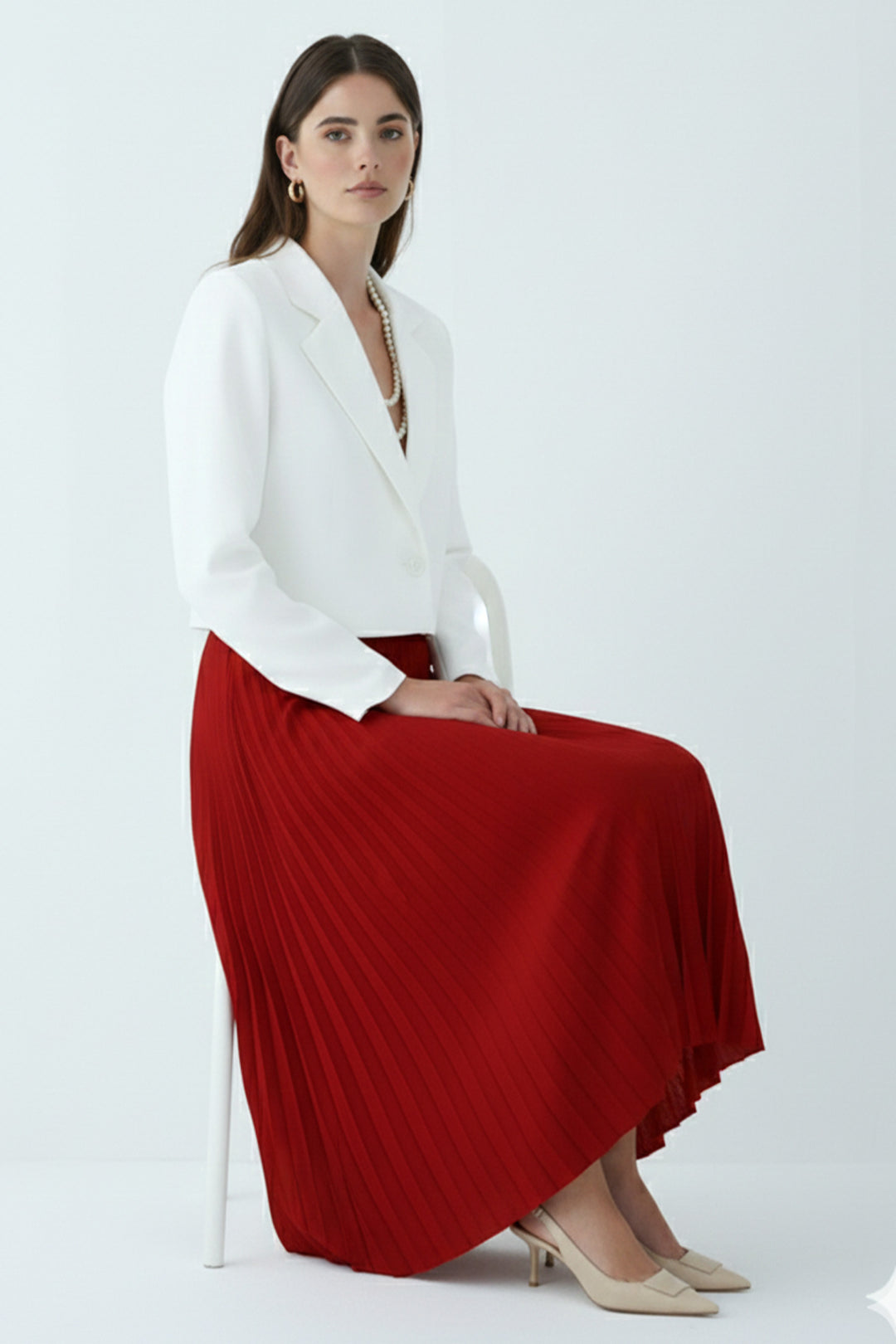 BNG Women Pleated Skirt 4560 Red - Corby