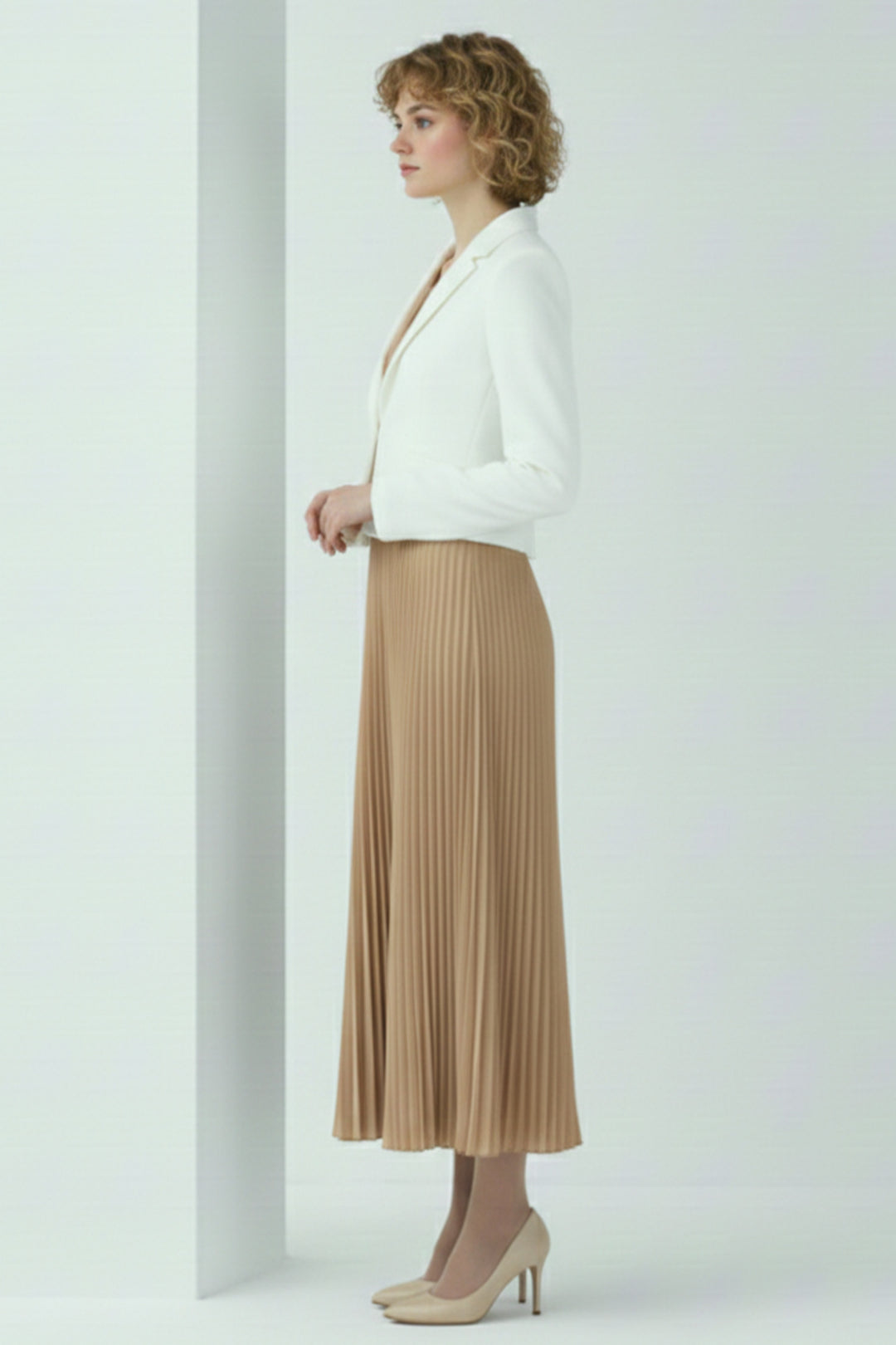 BNG Women Piliseli Etek 4560 Sütlü Kahve - Pittsfield