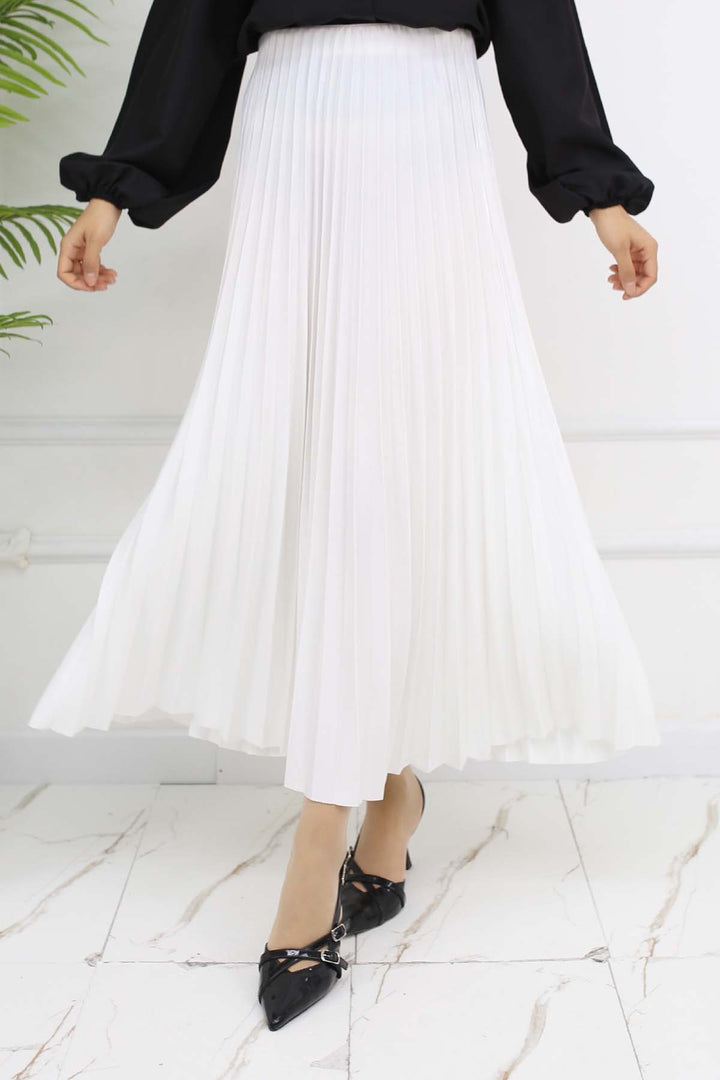 BNG Women Piliseli Etek Beyaz 4560 - Huixquilucan