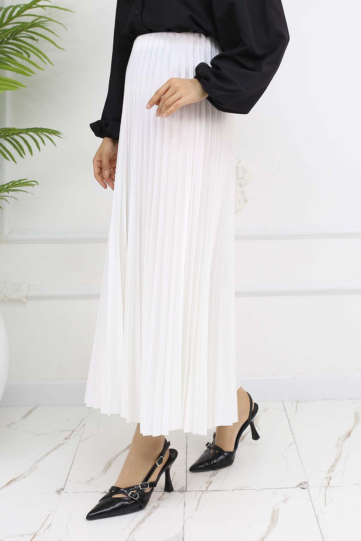 BNG Women Piliseli Etek Beyaz 4560 - Huixquilucan