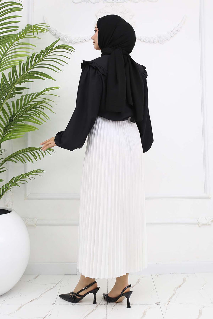 BNG Women Piliseli Etek Beyaz 4560 - Huixquilucan