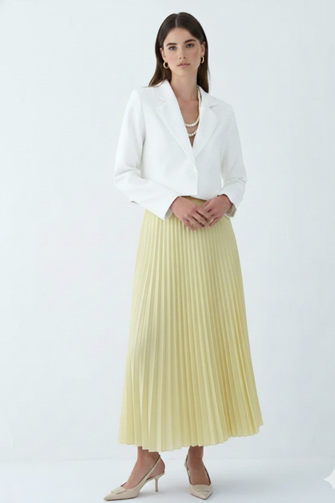 BNG Women Piliseli Etek 4560 Limon Sarısı - Meaux