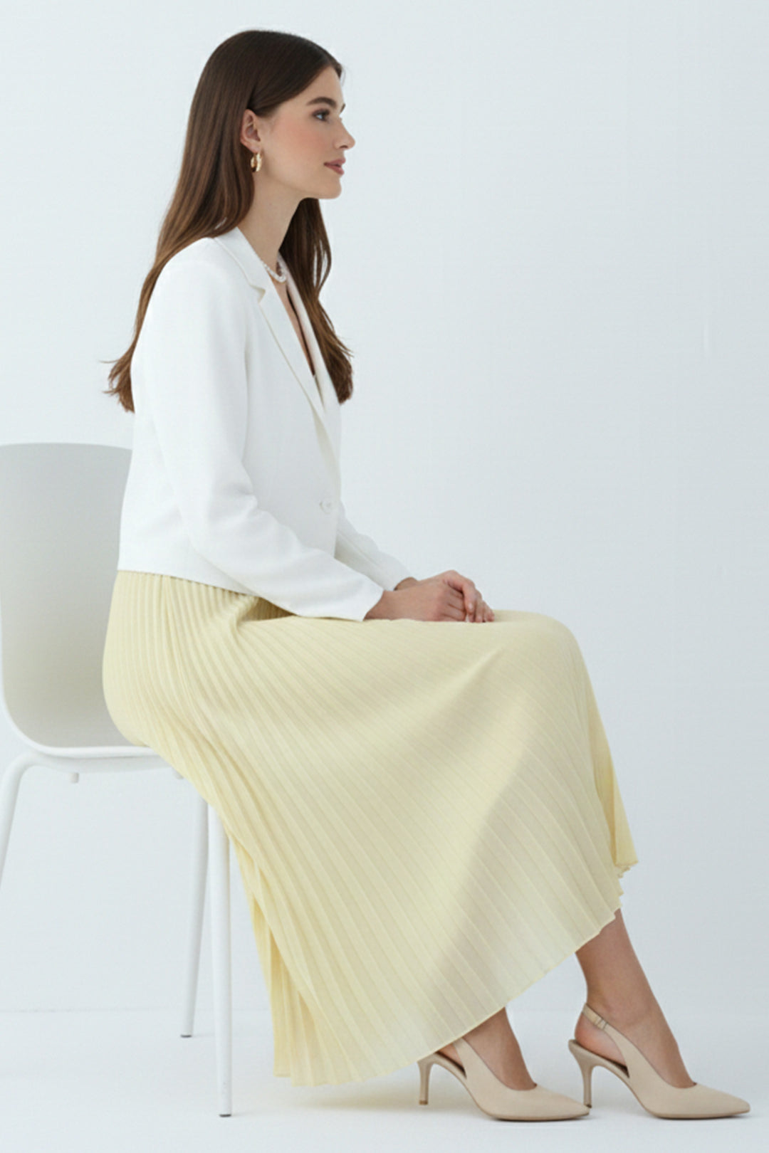 BNG Women Piliseli Etek 4560 Limon Sarısı - Meaux