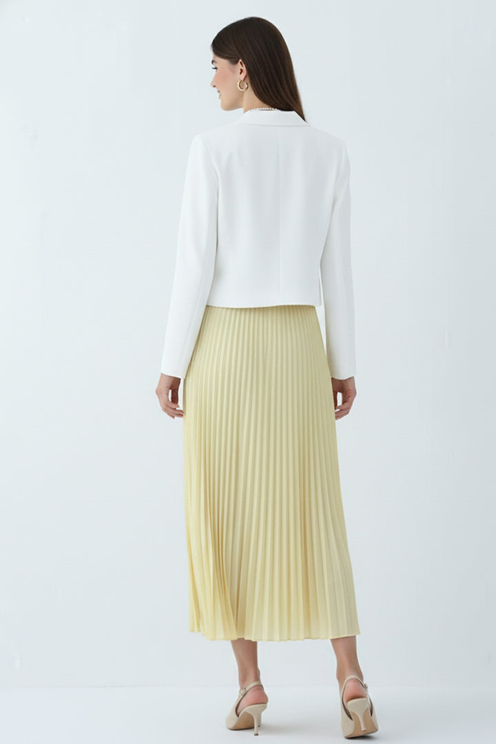 BNG Women Piliseli Etek 4560 Limon Sarısı - Meaux