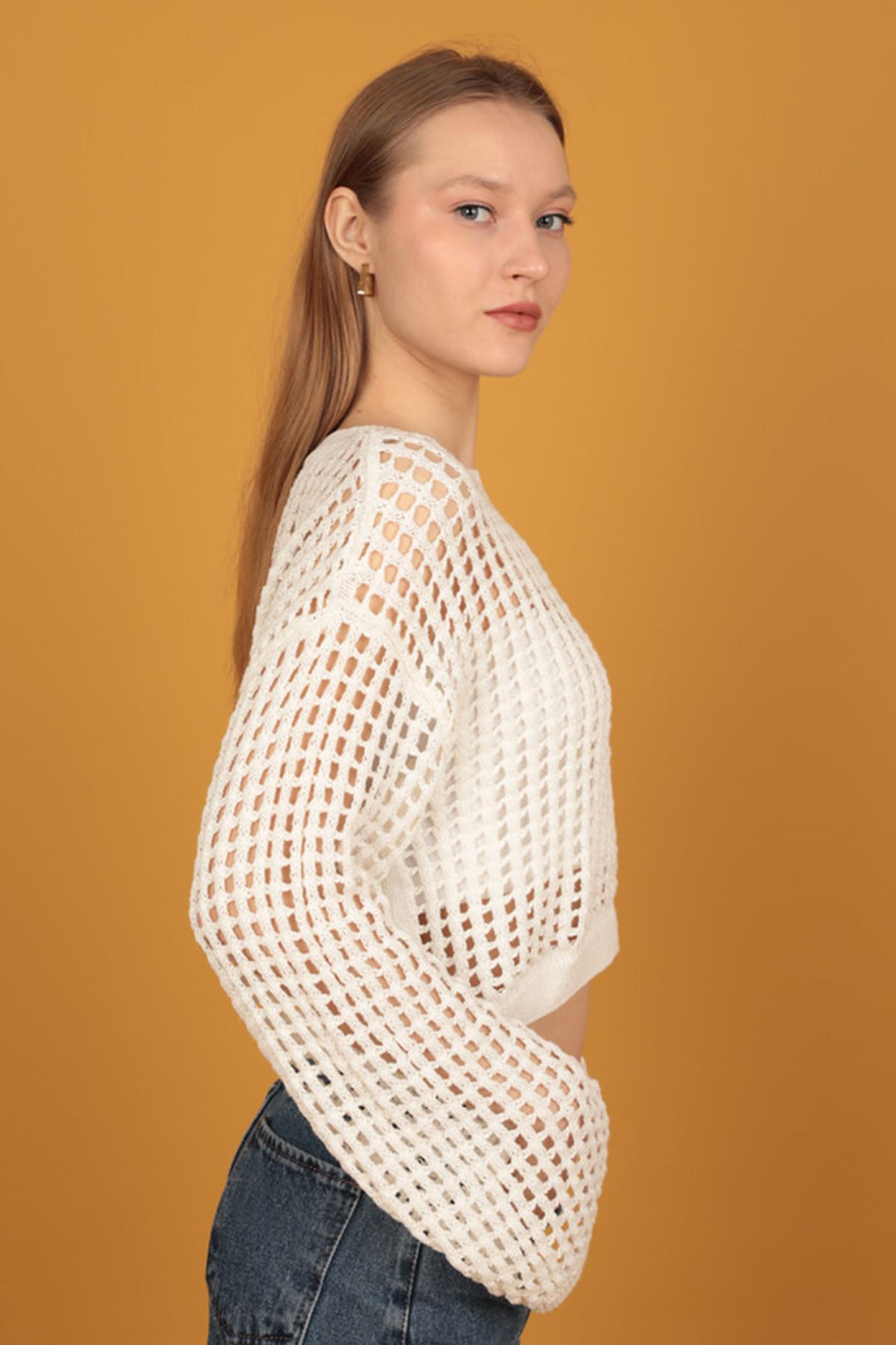 KKT Crew Neck Knitwear Crop-Ecru - Corigliano Calabro