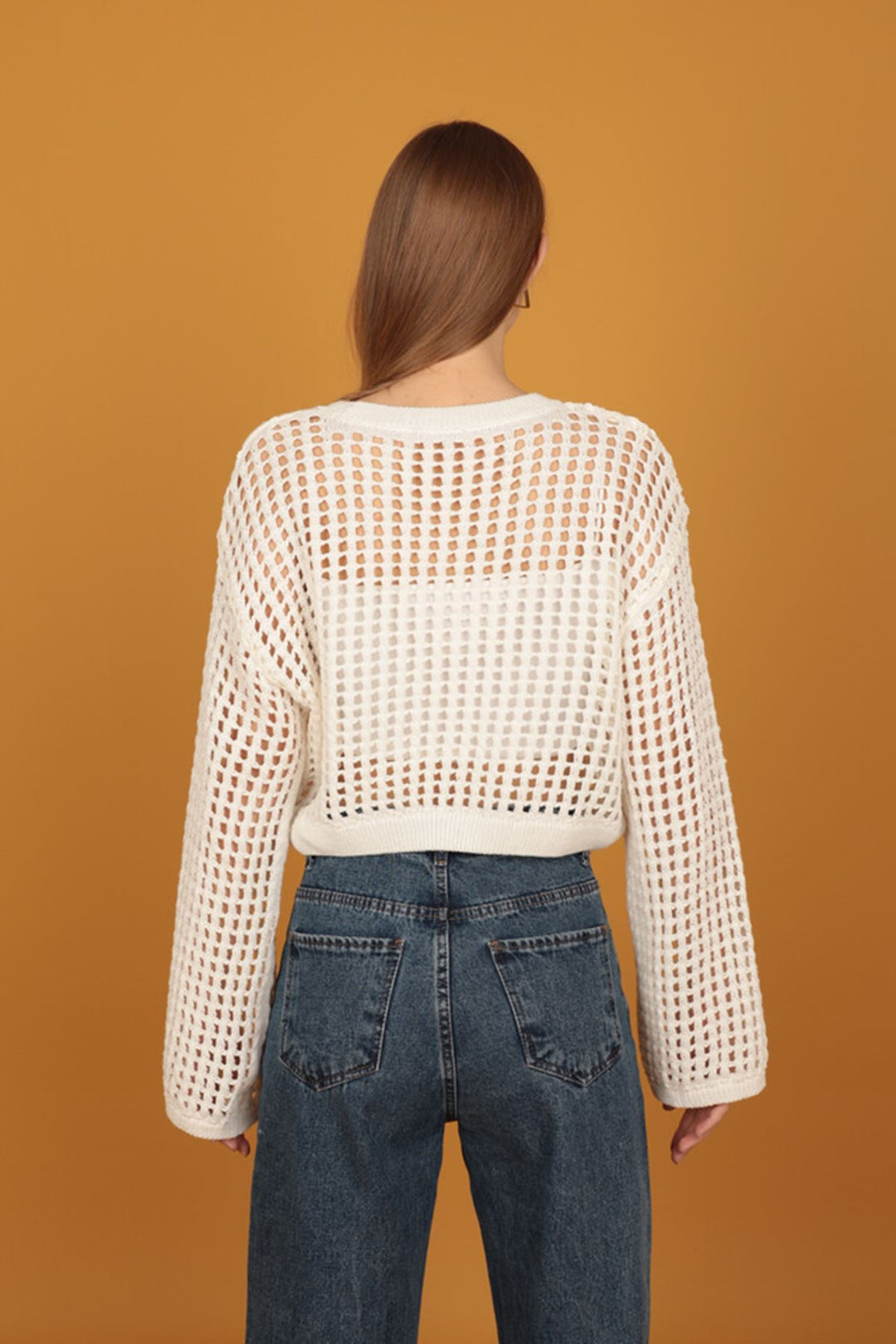 KKT Crew Neck Knitwear Crop-Ecru - Corigliano Calabro