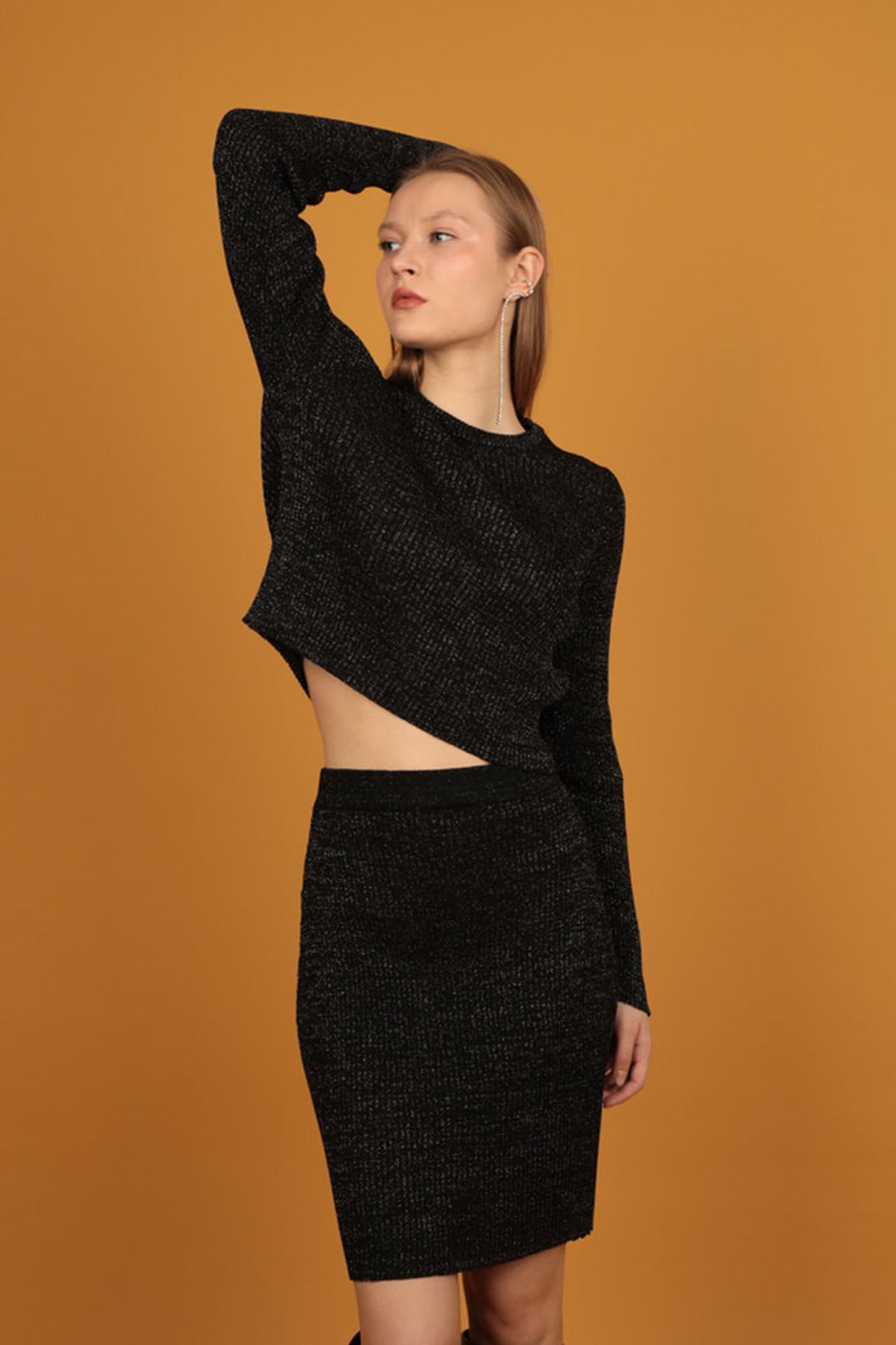 تنورة KKT Glitter Knitwear النسائية - أسود - Naucalpan de Juárez