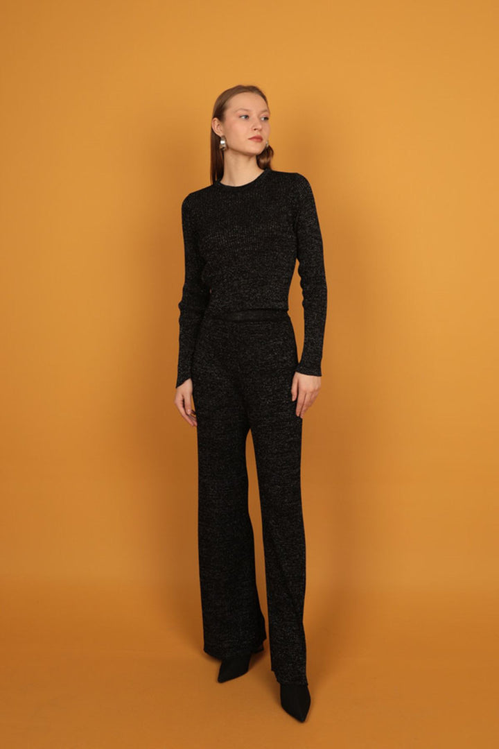 KKT Glitter Knitwear Women's Trousers-Black - Scheveningen