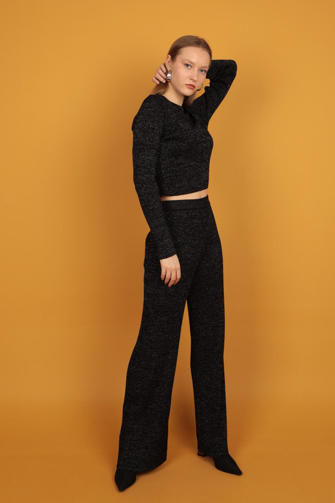 KKT Glitter Knitwear Women's Trousers-Black - Scheveningen
