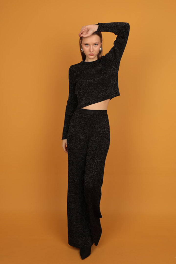 KKT Glitter Knitwear Women's Trousers-Black - Scheveningen