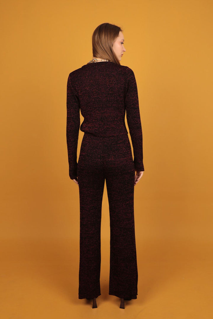 KKT Glitter Knitwear Women's Trousers-Red - La Vergne