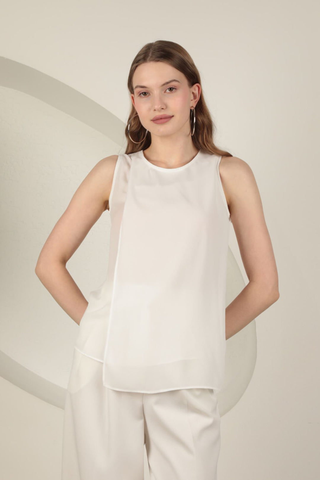 KKT Crepe Fabric Aller Women's Blouse-Ecru - Bletchley