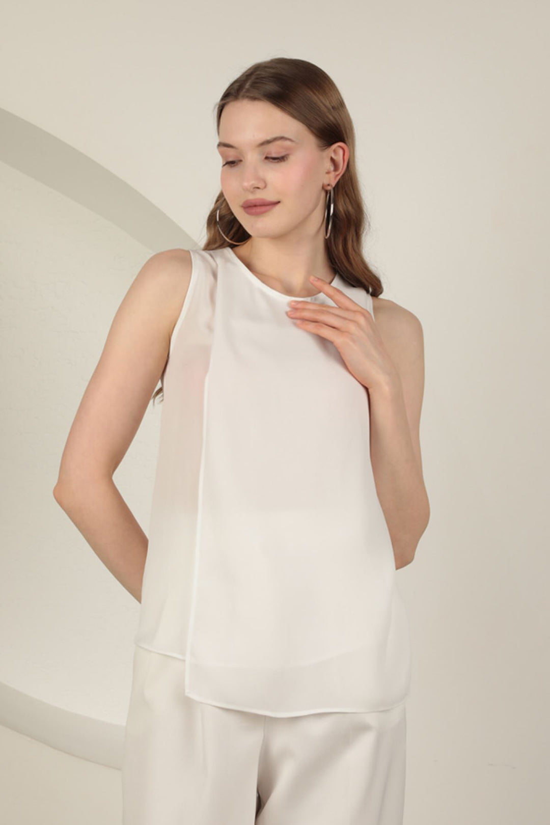 KKT Crepe Fabric Aller Women's Blouse-Ecru - Bletchley