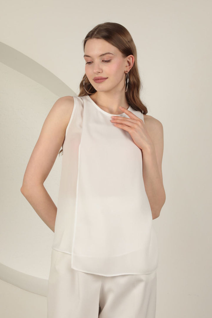 KKT Crepe Fabric Aller Women's Blouse-Ecru - Bletchley