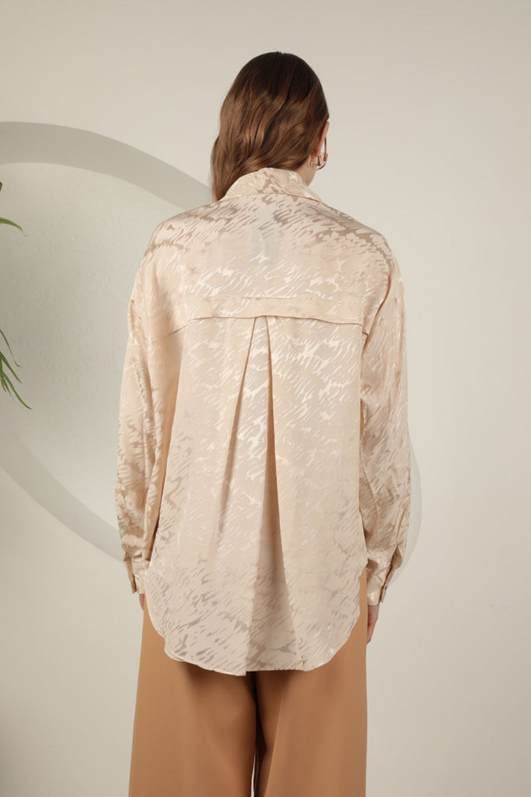 KKT Jacquard Fabric Satin Women's Two Pocket Shirt-Stone  - Vigo