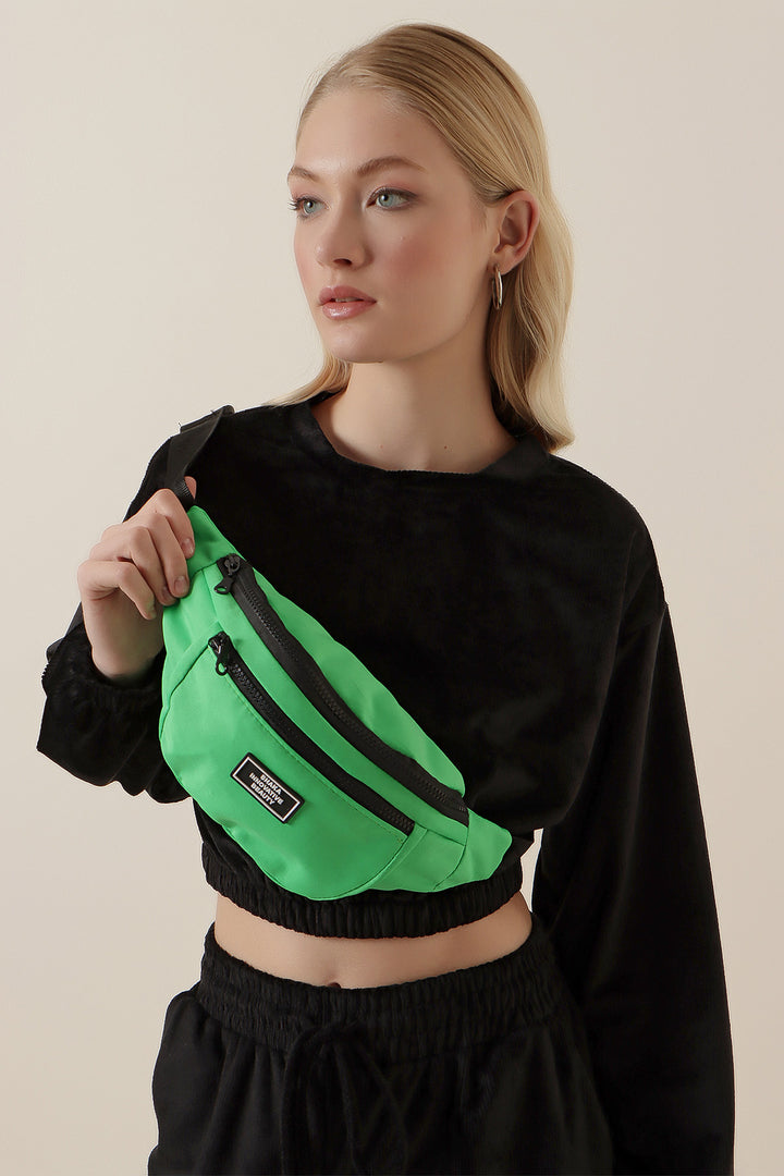 BGD Women Double Eyed Waist Bag - Green - Kirkcaldy