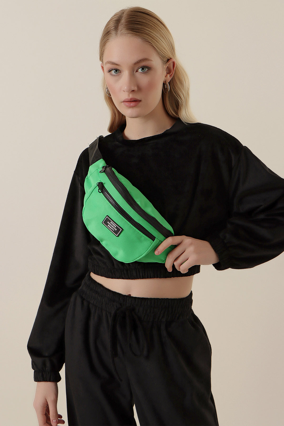 BGD Women Double Eyed Waist Bag - Green - Kirkcaldy