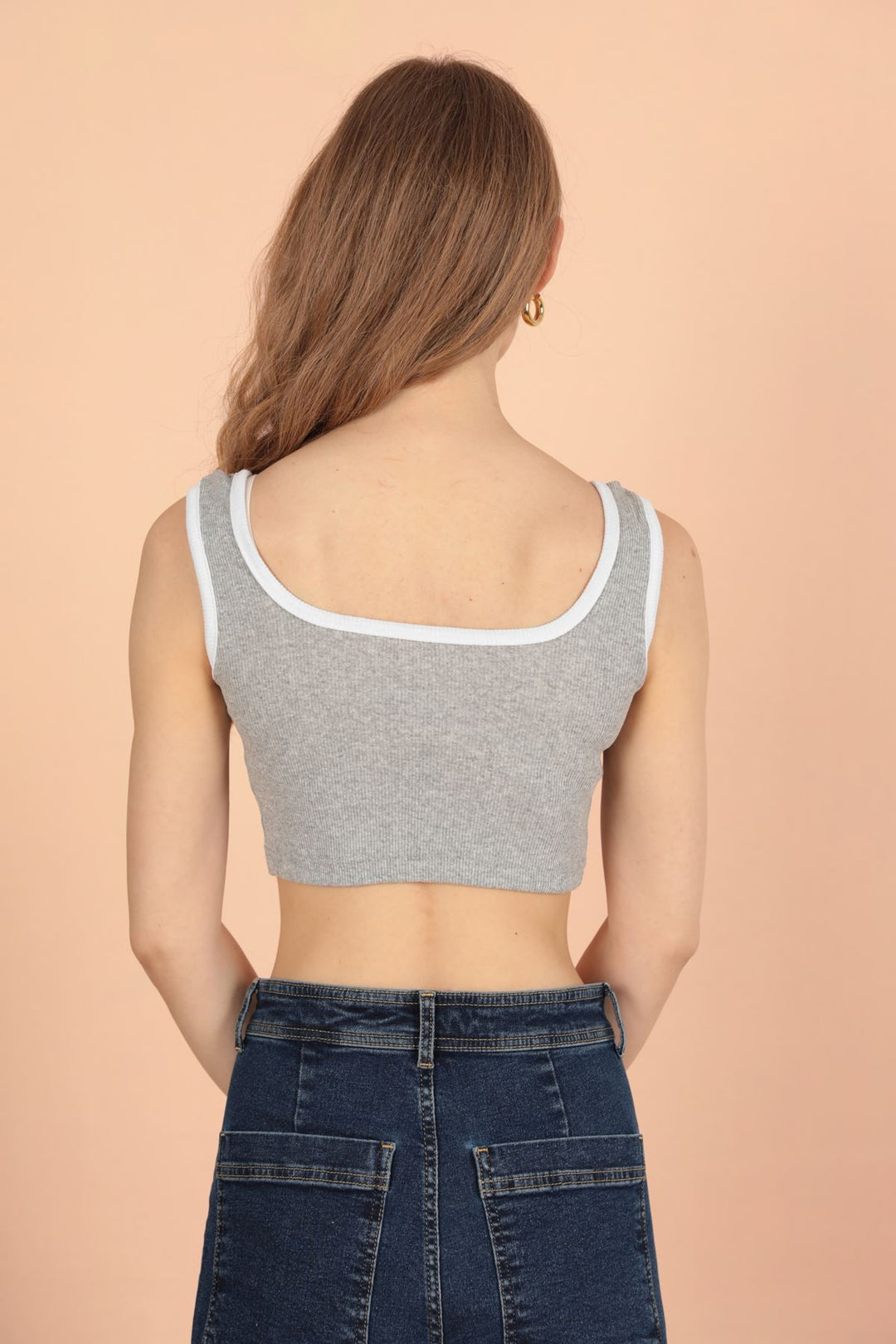 KKT Kaşkorse Kumaş Kadın Crop-Gri - هوبوكين