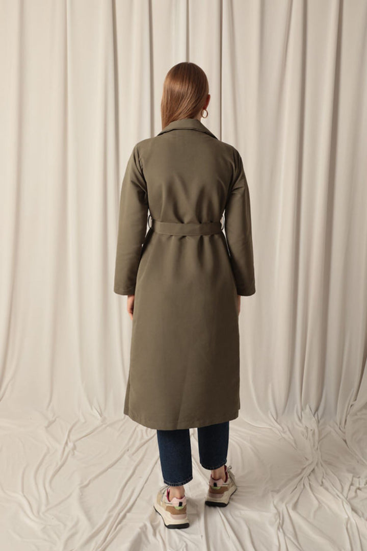 KKT Torino Fabric Liquid Proof Maxi Length Women's Khaki Trench Coat - Kalinkavichy