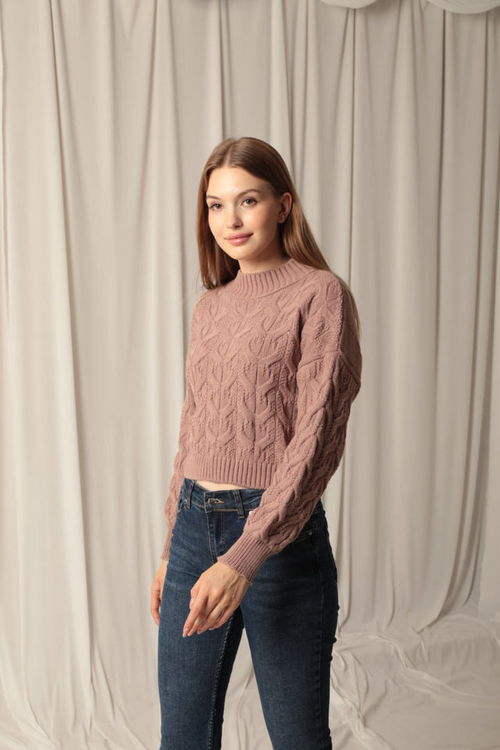 KKT Knitwear Fabric Knit Detailed Women's Rose Sweater - Horsham