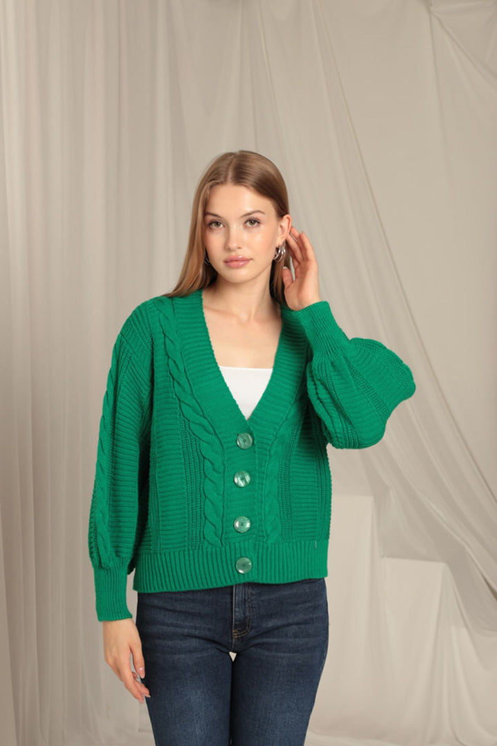سترة KKT Knitwear مصنوعة من القماش المحبوك باللون الأخضر للنساء - Brookhaven