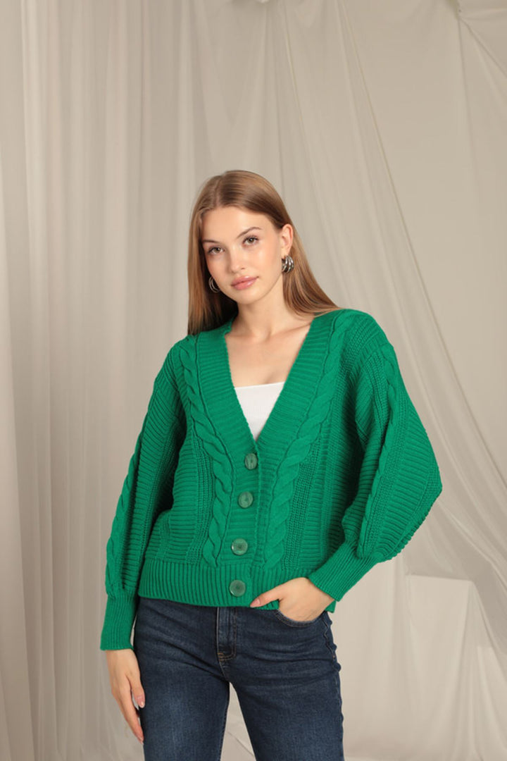 سترة KKT Knitwear مصنوعة من القماش المحبوك باللون الأخضر للنساء - Brookhaven