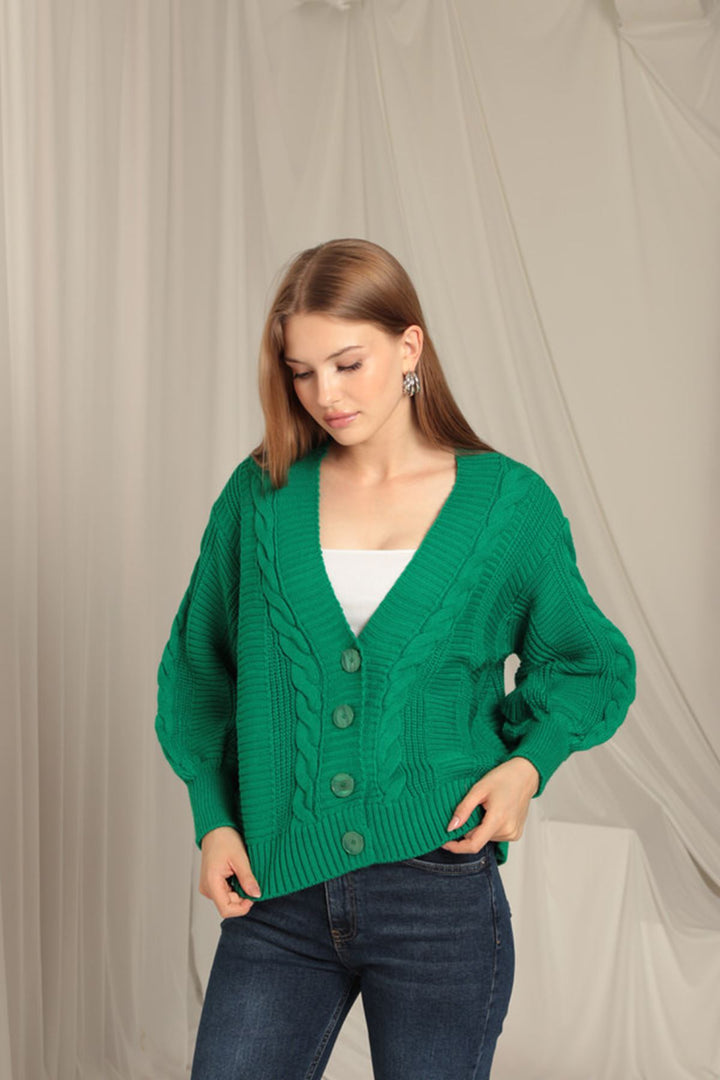 سترة KKT Knitwear مصنوعة من القماش المحبوك باللون الأخضر للنساء - Brookhaven