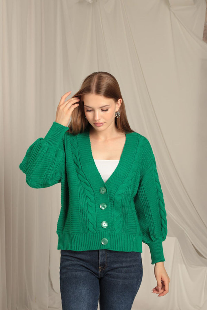 سترة KKT Knitwear مصنوعة من القماش المحبوك باللون الأخضر للنساء - Brookhaven