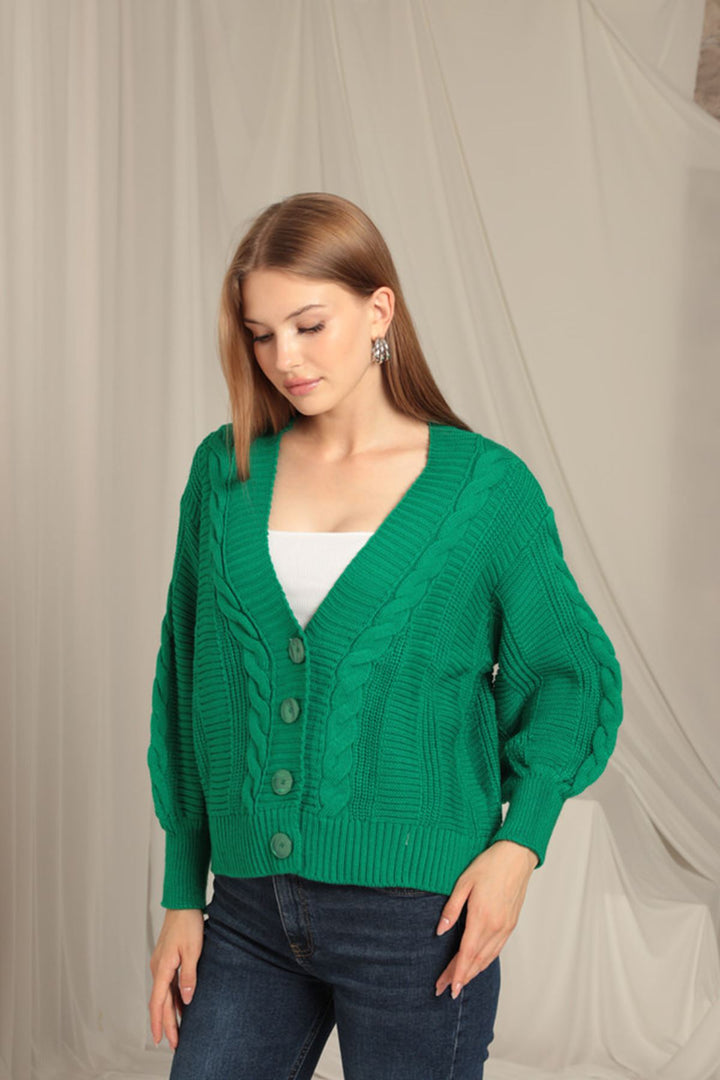 سترة KKT Knitwear مصنوعة من القماش المحبوك باللون الأخضر للنساء - Brookhaven