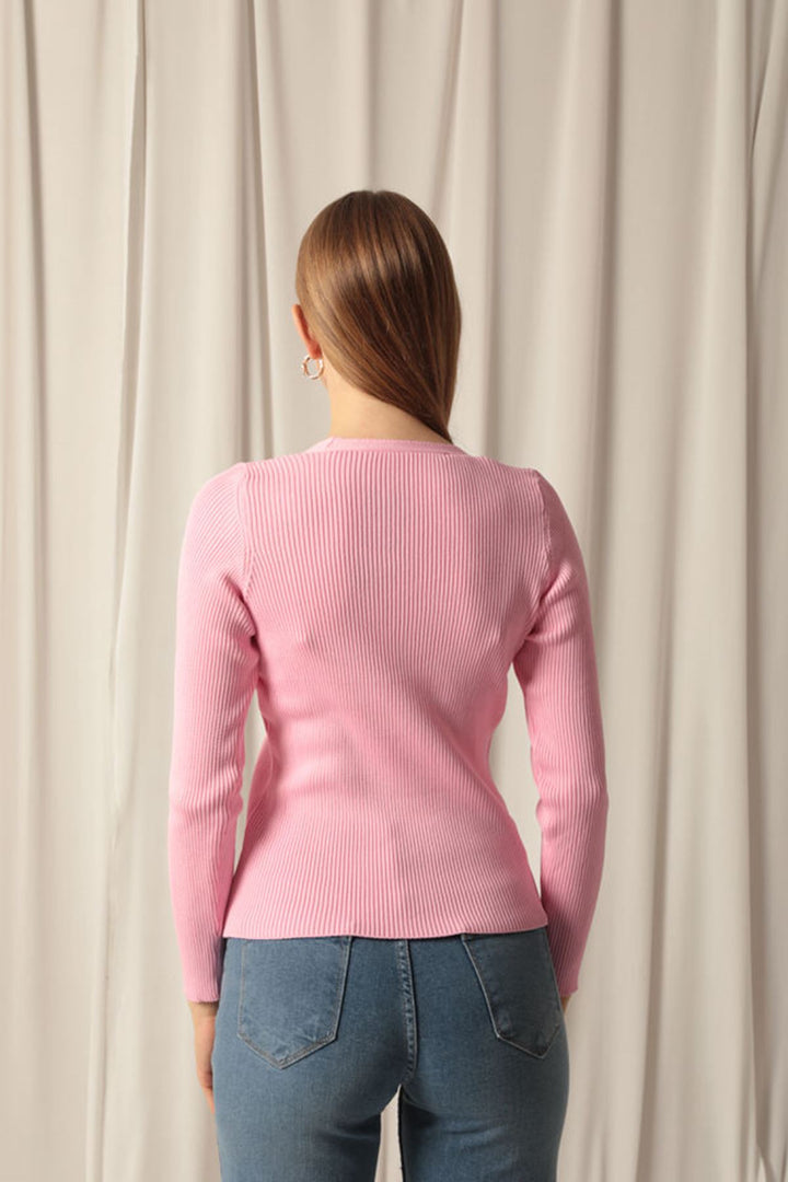 KKT Knitwear Fabric Buttoned Women's Pink Cardigan - Sintra