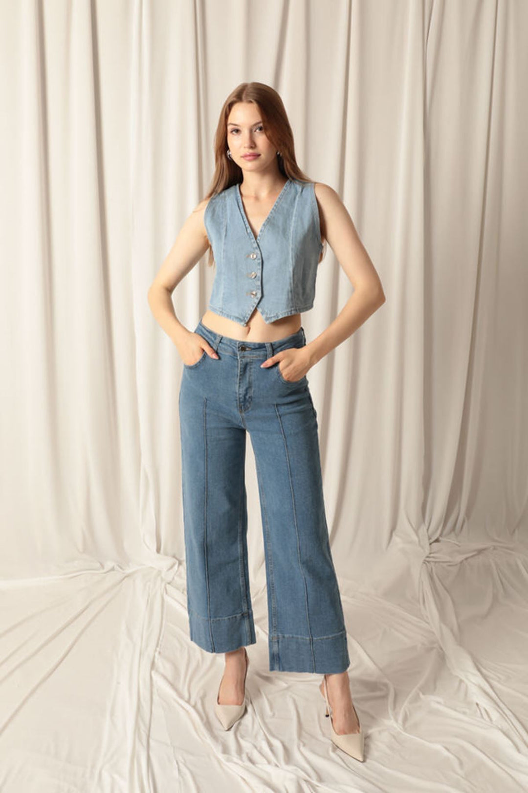 KKT Denim Fabric Women's Blue Vest - Autlán de Navarro