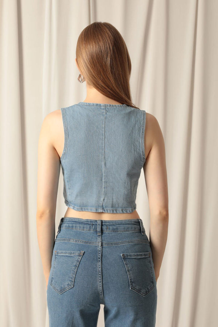 KKT Denim Fabric Women's Blue Vest - Autlán de Navarro