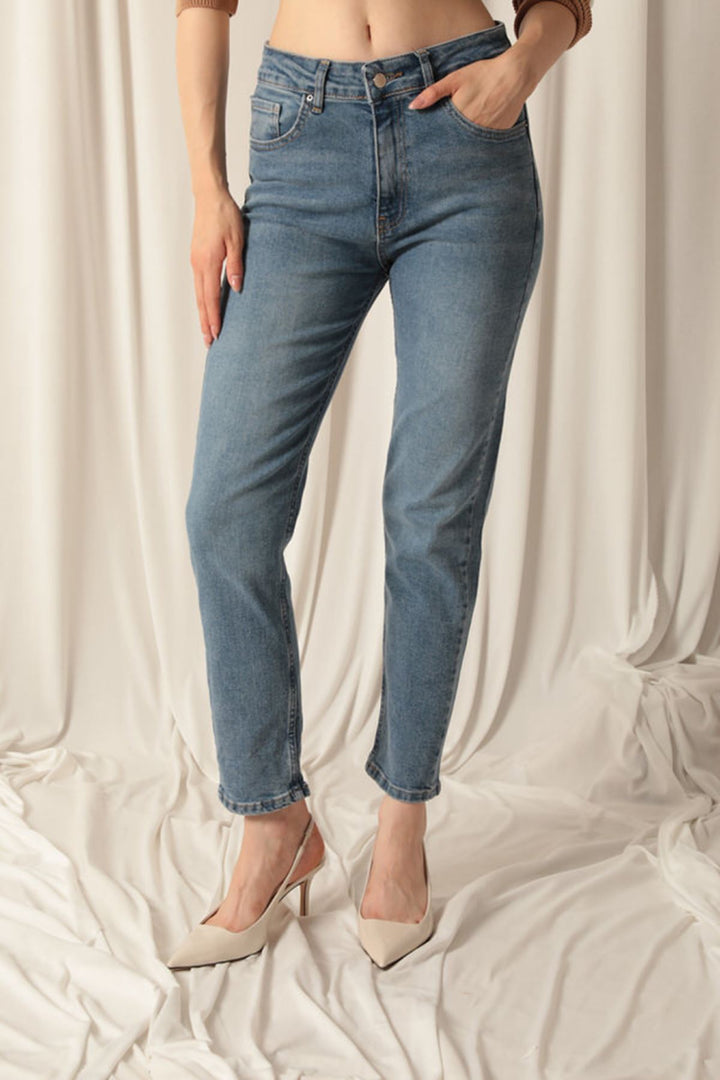 KKT Denim Fabric Mom Women Blue Jeans - Canton